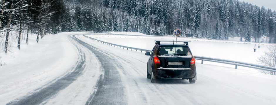 car in a winter highway